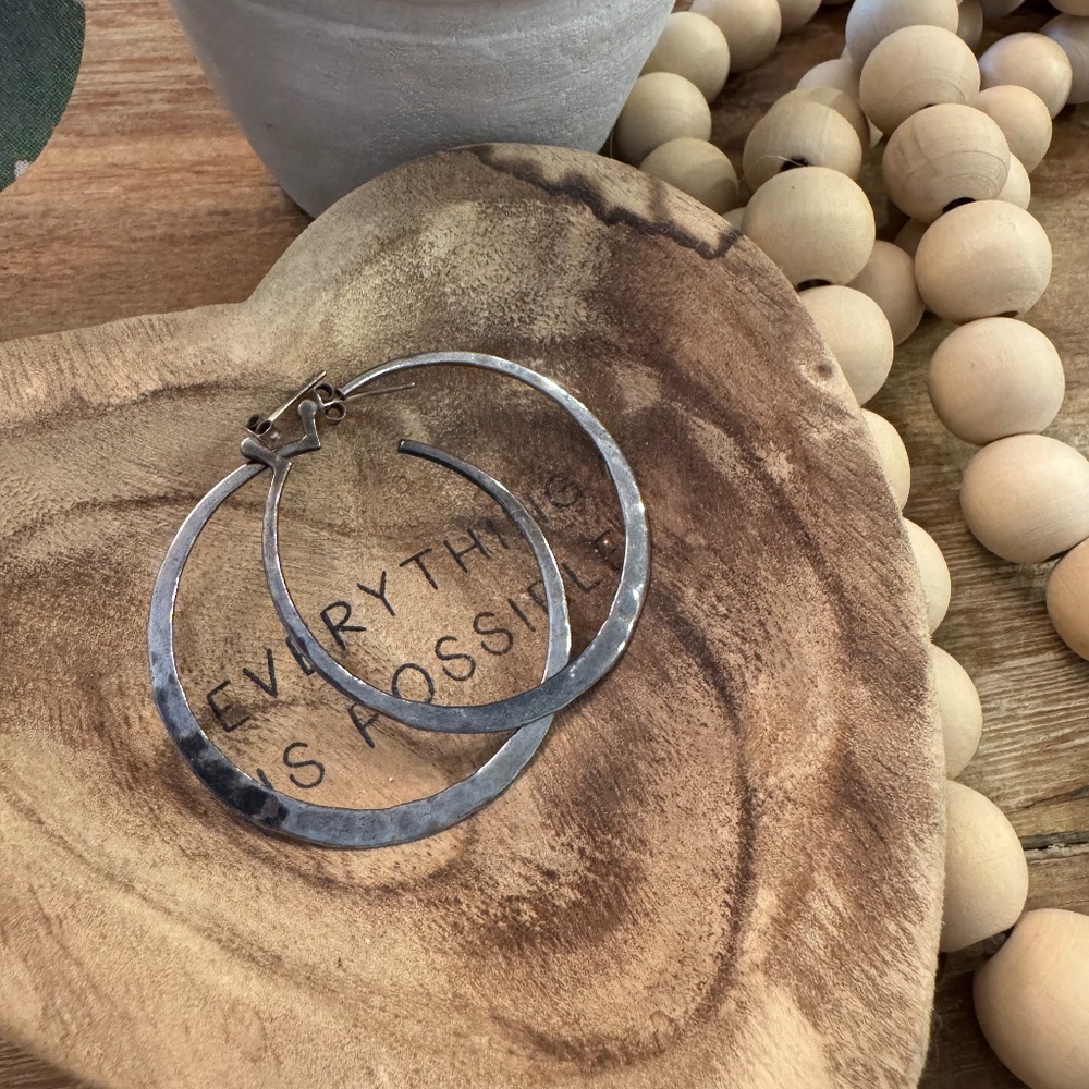 Silpada hammered sterling silver hoop earrings .925 hoops